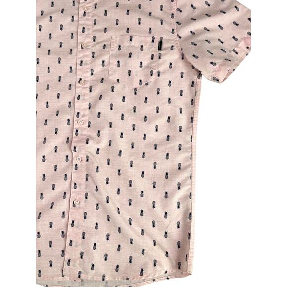 Molokai Surf Co Pink Pineapple Print Button Down Shirt Men's Large Tropical - Picture 6 of 10